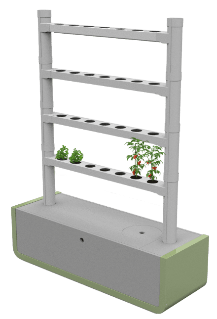 VE.PLANT 3D-Modell - Vertikales Pflanzsystem mit Unterschrank und 4 Ebenen, die bepflanzt werden können